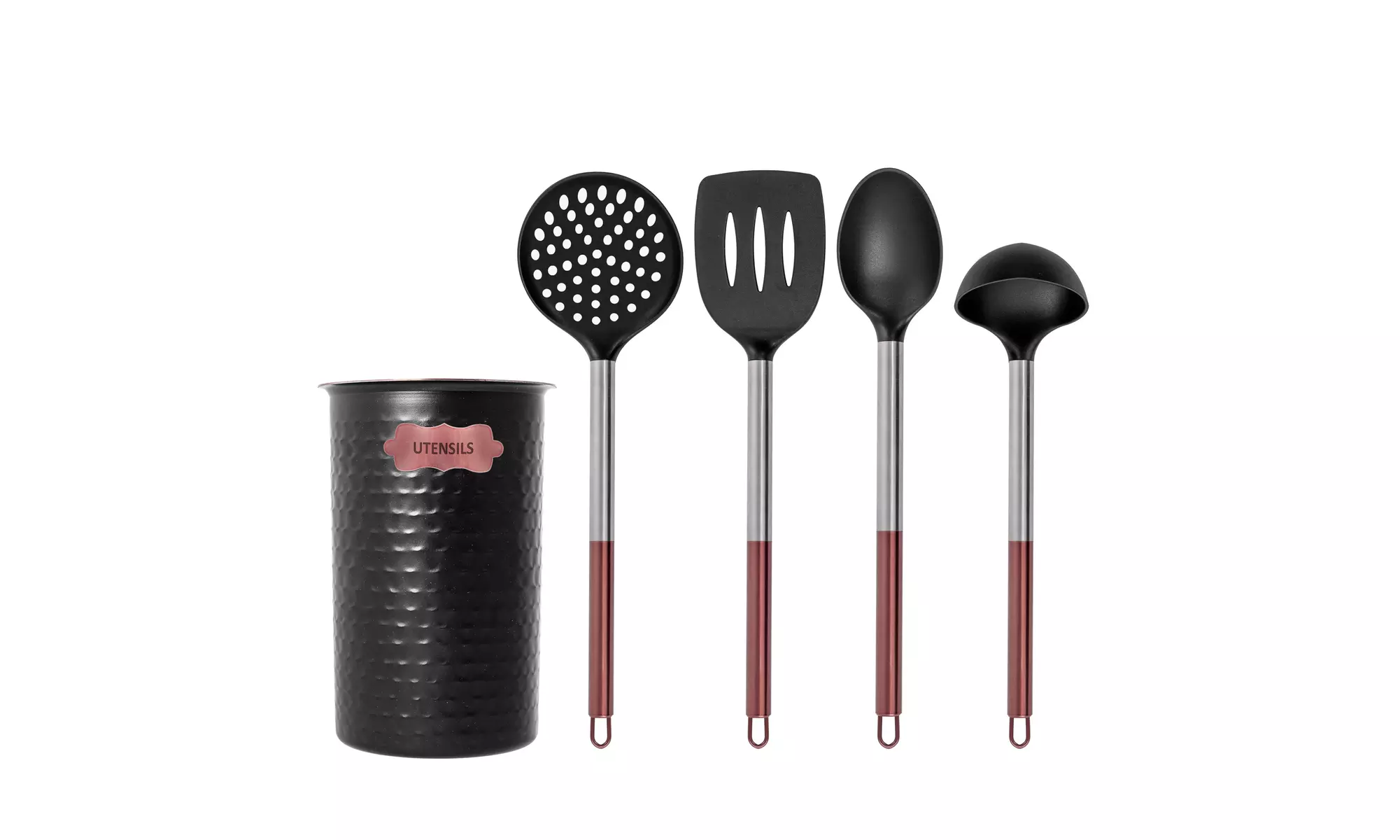 Two Tone 15" Inch Stainless Steel & Nylon Kitchen Gadget Utensil Tool Set