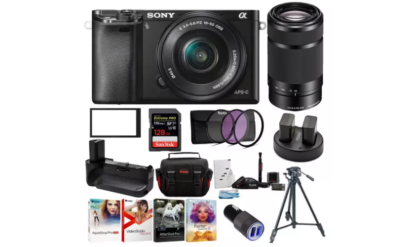 Sony Alpha a6000 24.3 MP Mirrorless ILC with Two Lens Ultimate Camera Bundle - Primary Image