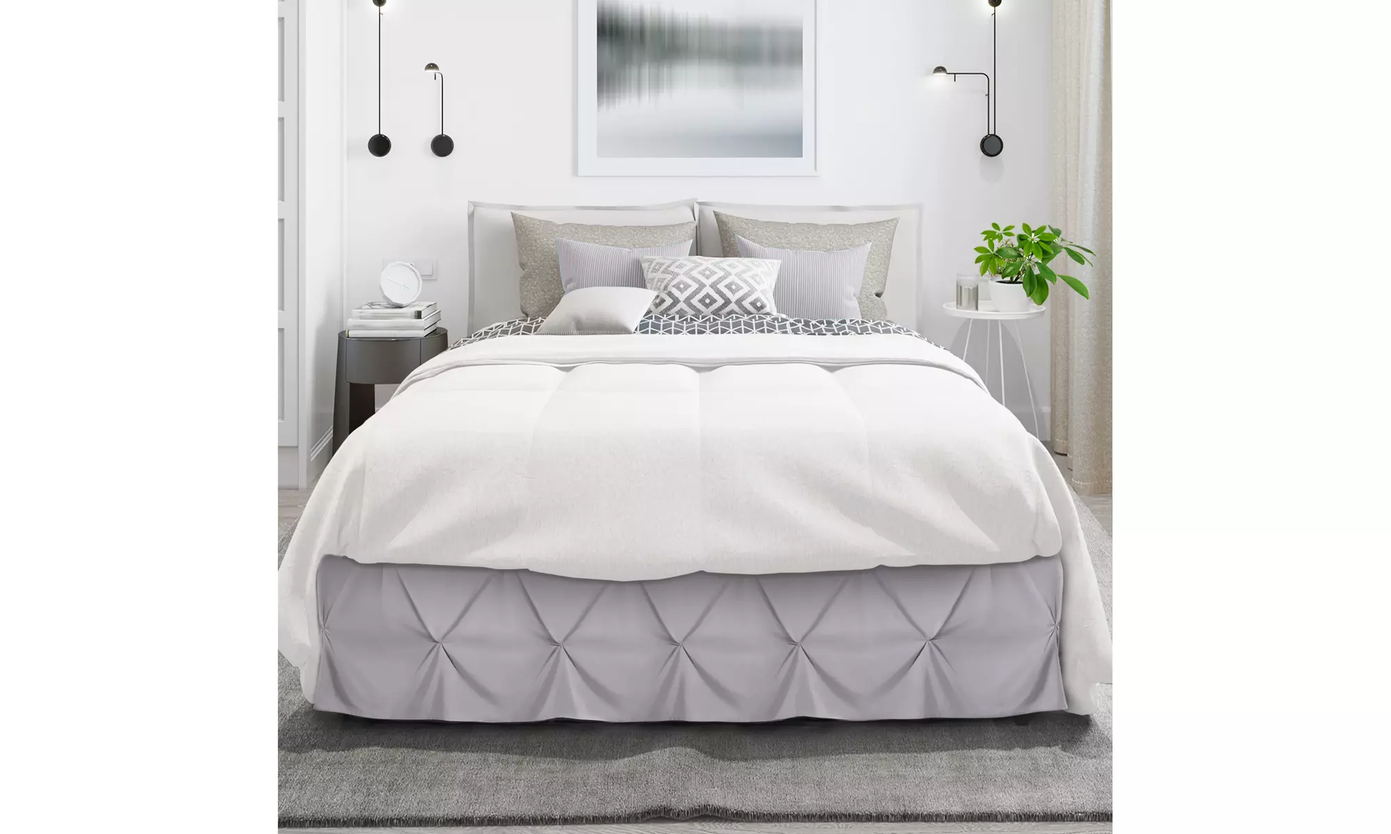Nestl Pinch Pleat Bed Skirt - 14 inch Tailored Drop Pintuck Dust Ruffle
