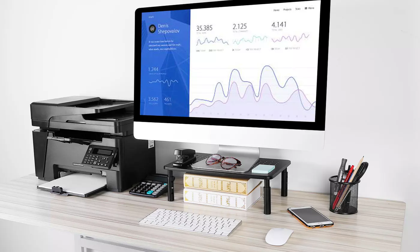 iMounTEK Monitor Stand Riser 3 Height Adjustable Metal Desk Riser Organizer