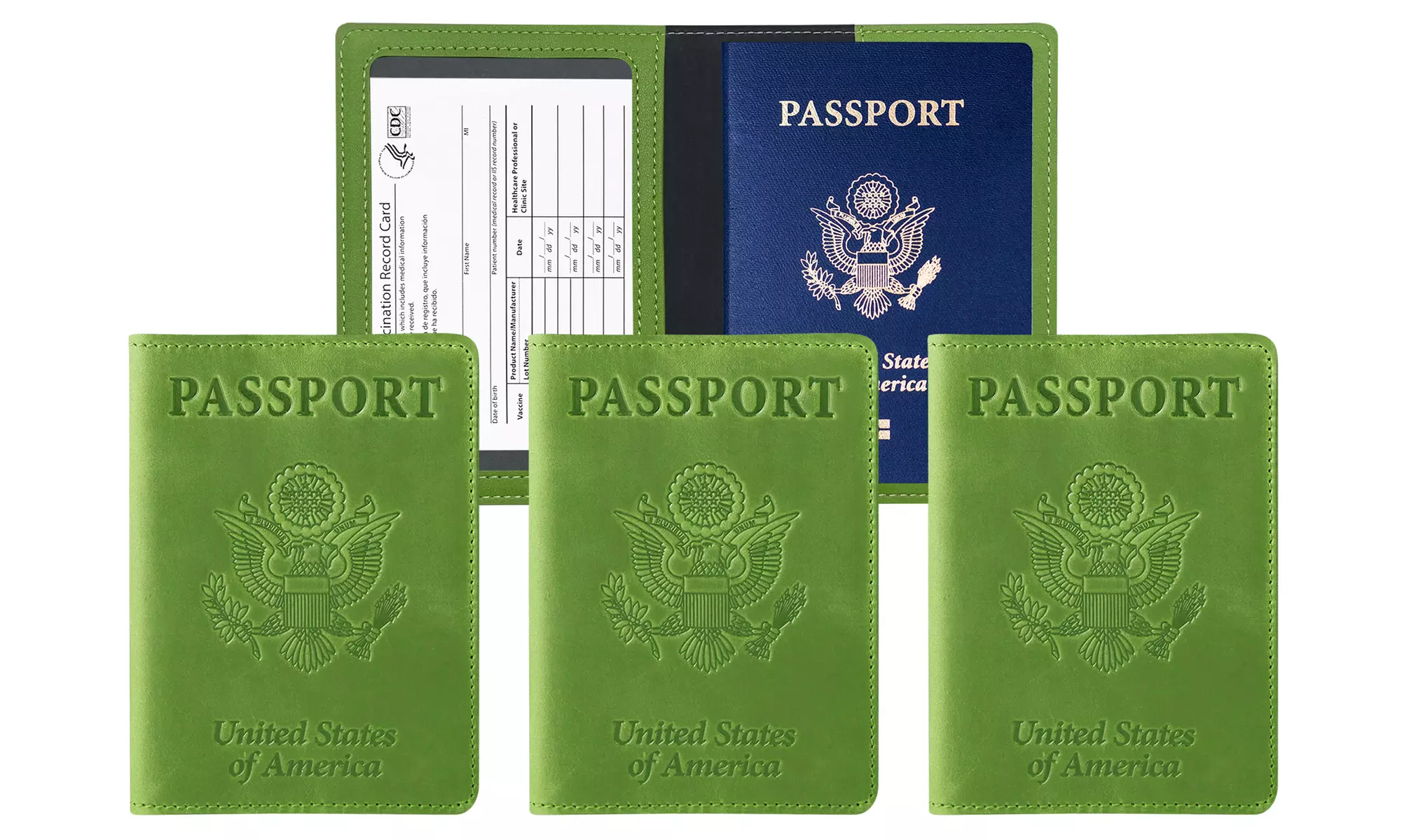 3:Pack RFID Multi-function Passport Holder with CDC Vaccination Card Slot 