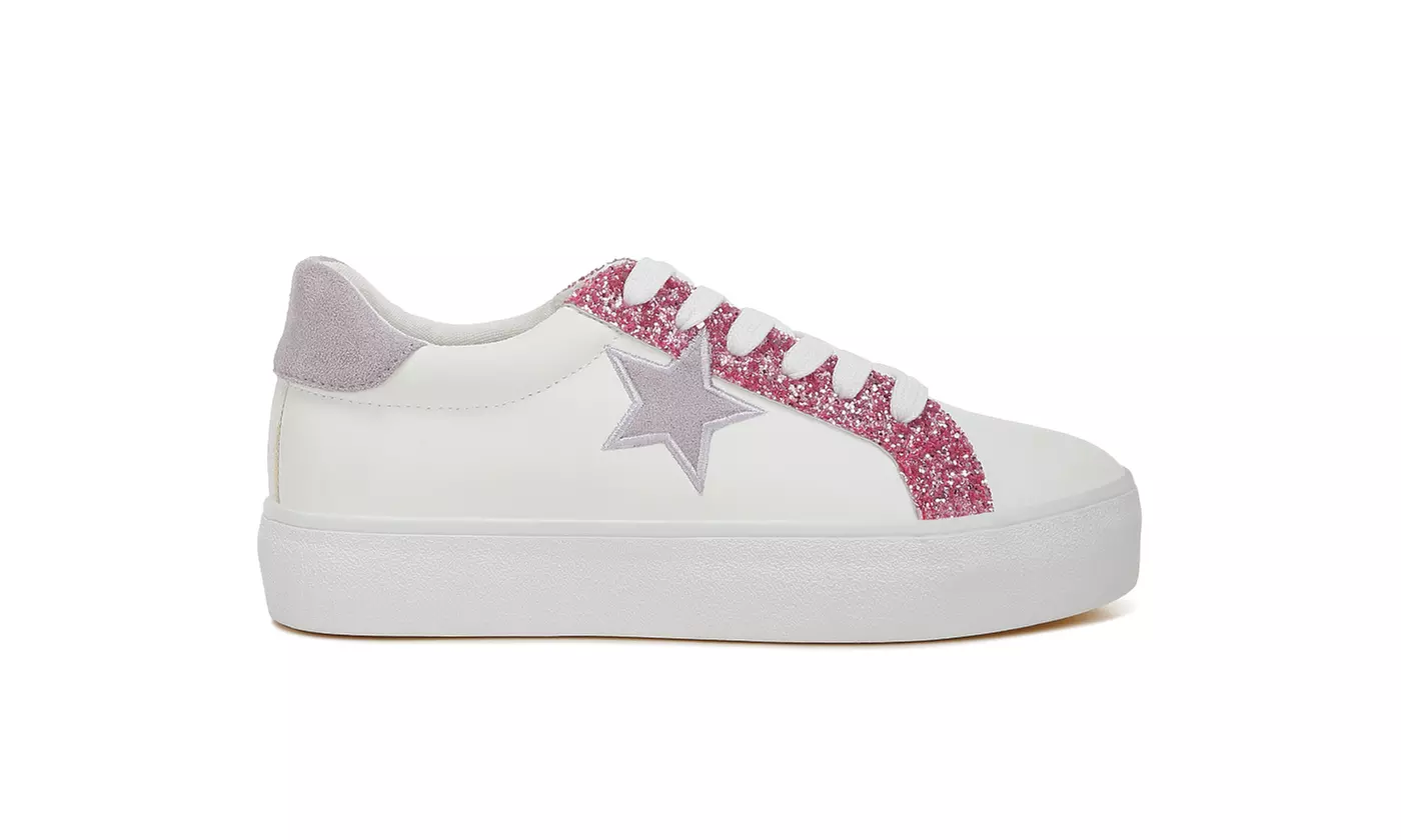 London Rag Bomber Metallic Star Glitter Women's Sneakers