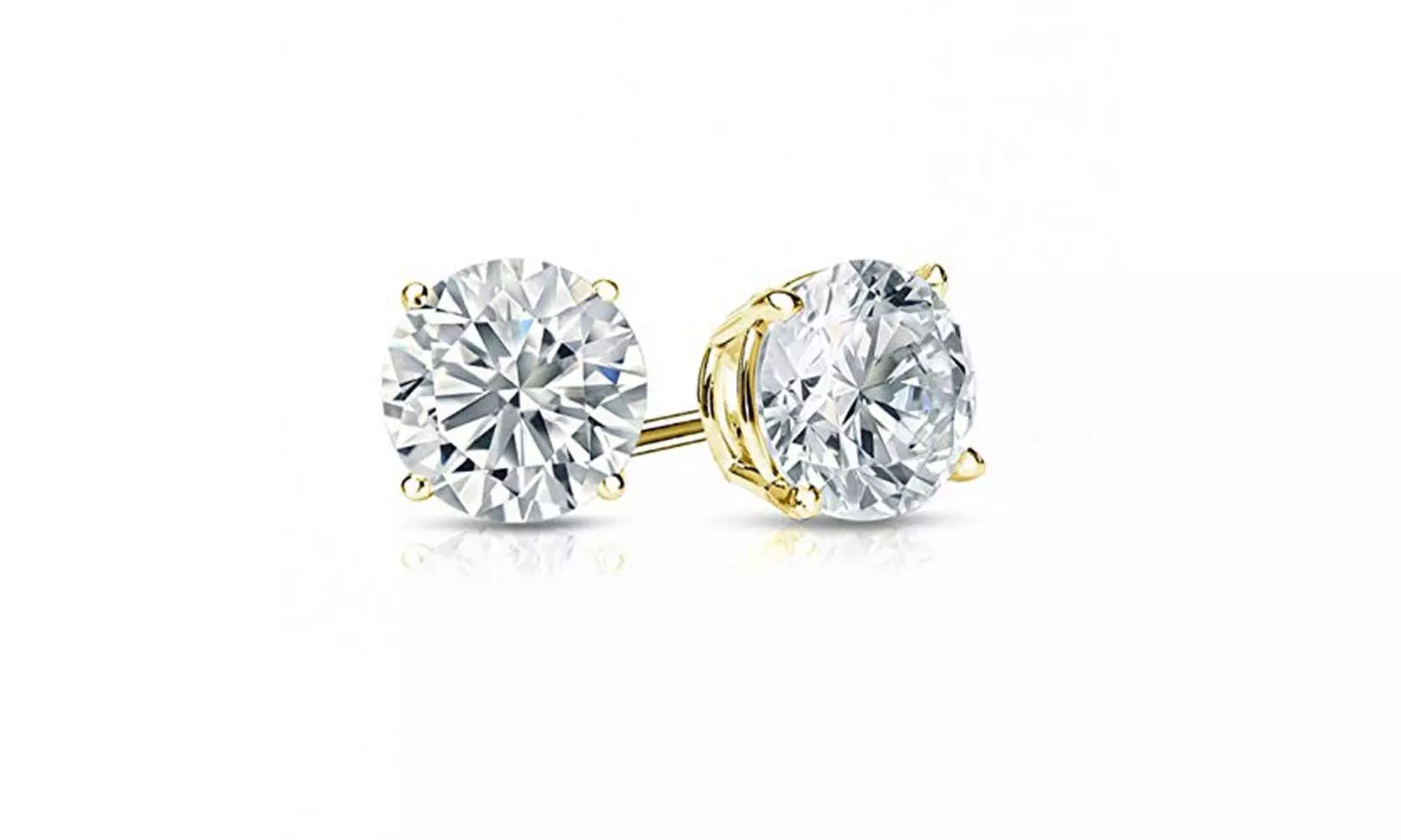 Paris Jewelry 14k Yellow Gold Round Created White Sapphire Stud Earrings