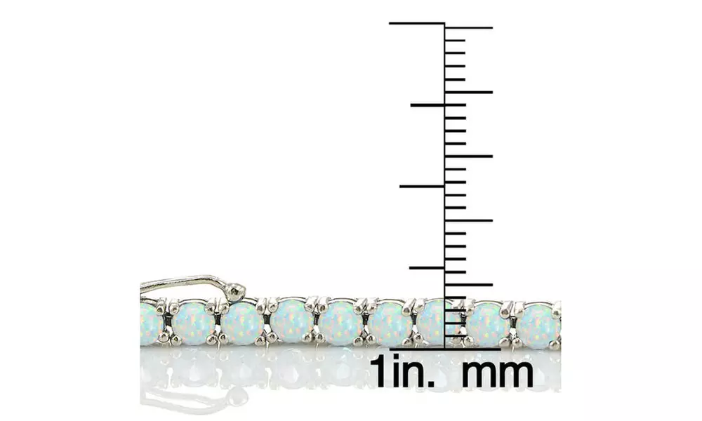 Sterling Silver Synthetic White Opal 4mm Round Tennis Bracelet - Second Medium