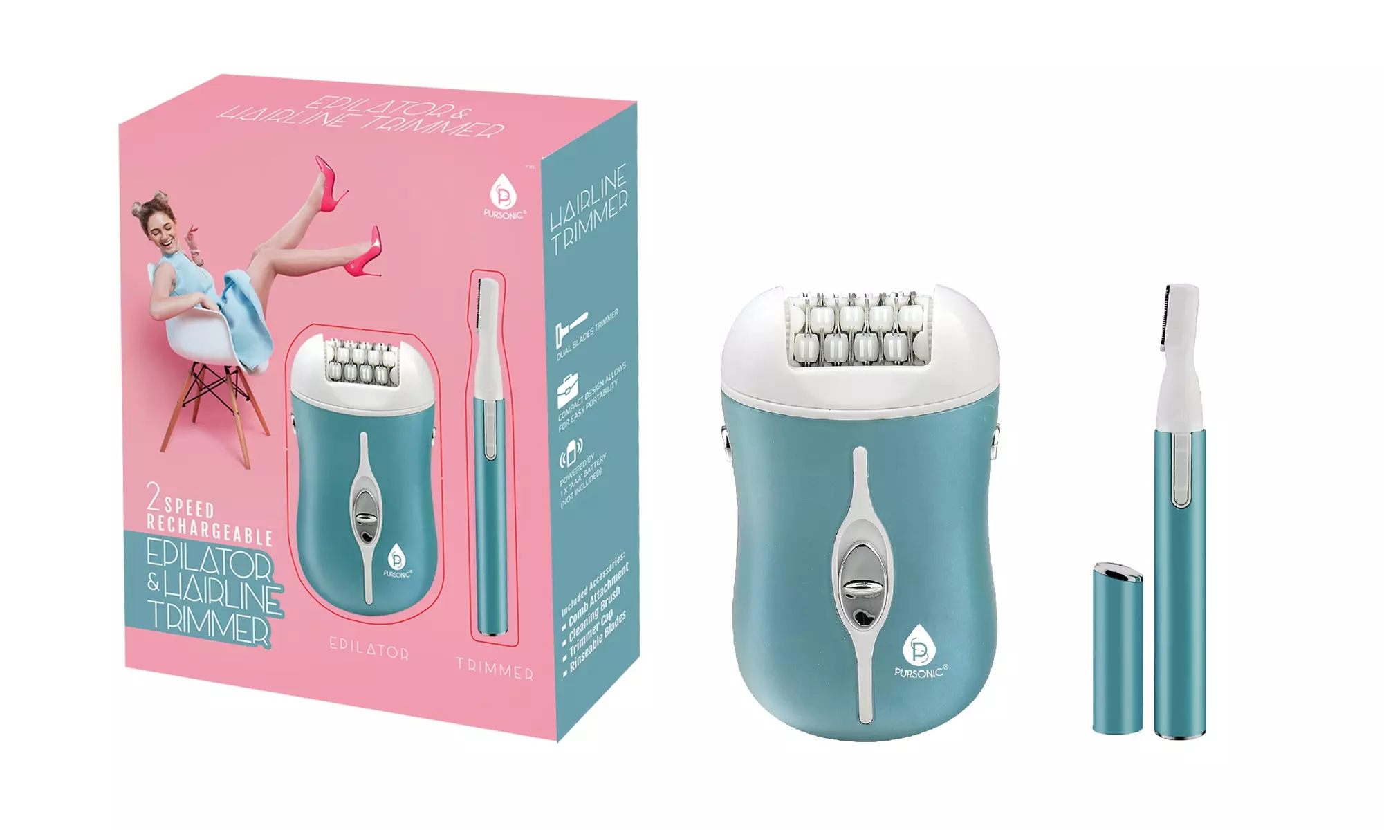 Pursonic 2- Speed Rechargeable Epilator & Hairline Trimmer Kit  - Second Medium