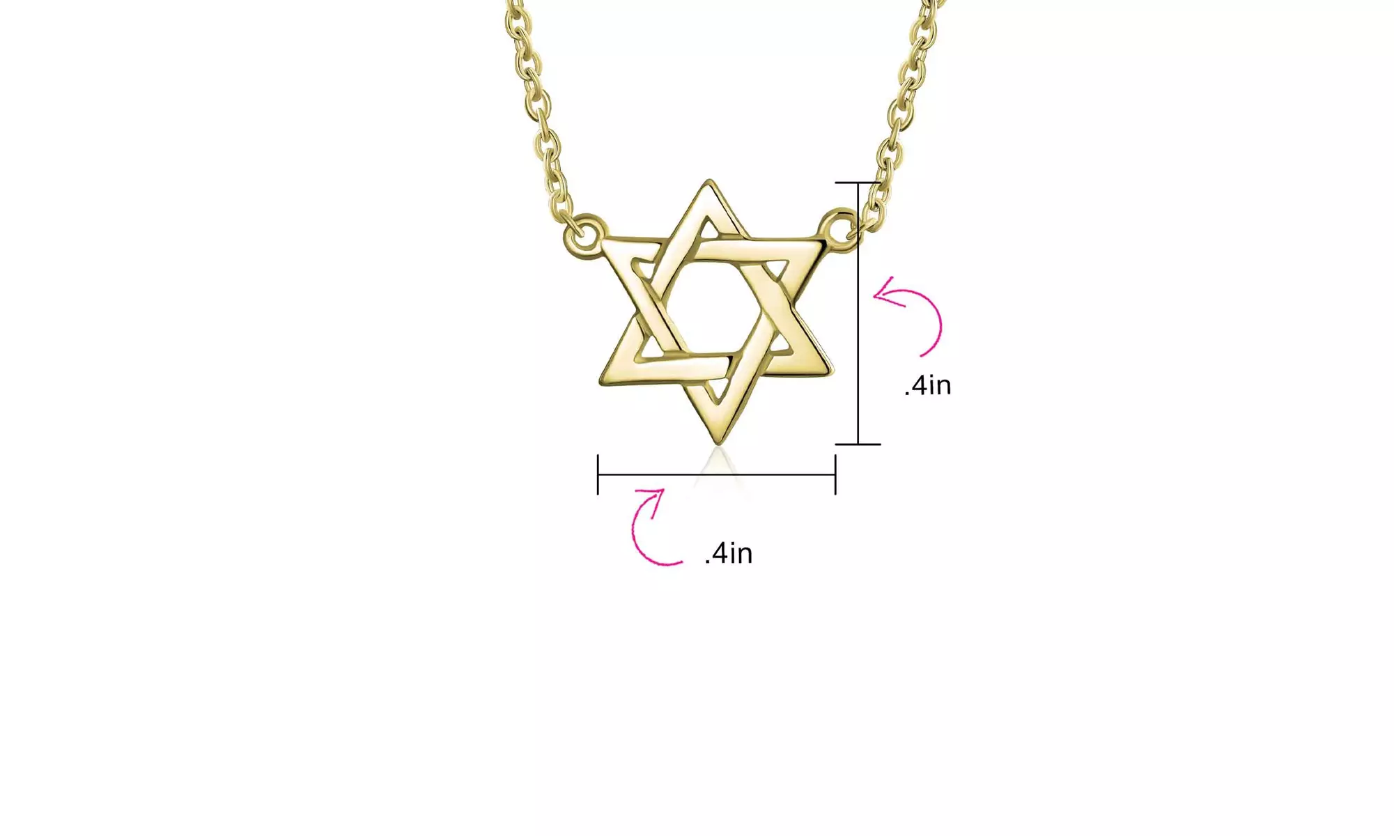 Menorah Star David Jewish Pendant Necklace Intertwine Gold Plated - Second Medium