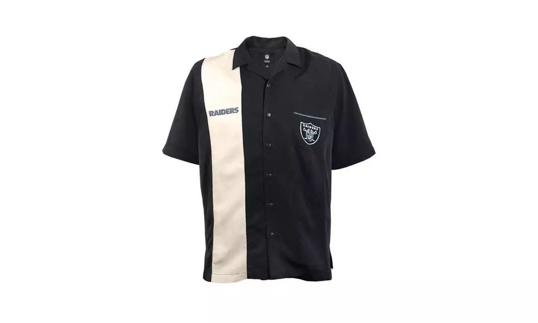 Little Earth 300633-RAID-S Bowling Shirt Strike Oakland Raiders- Small - Primary Image