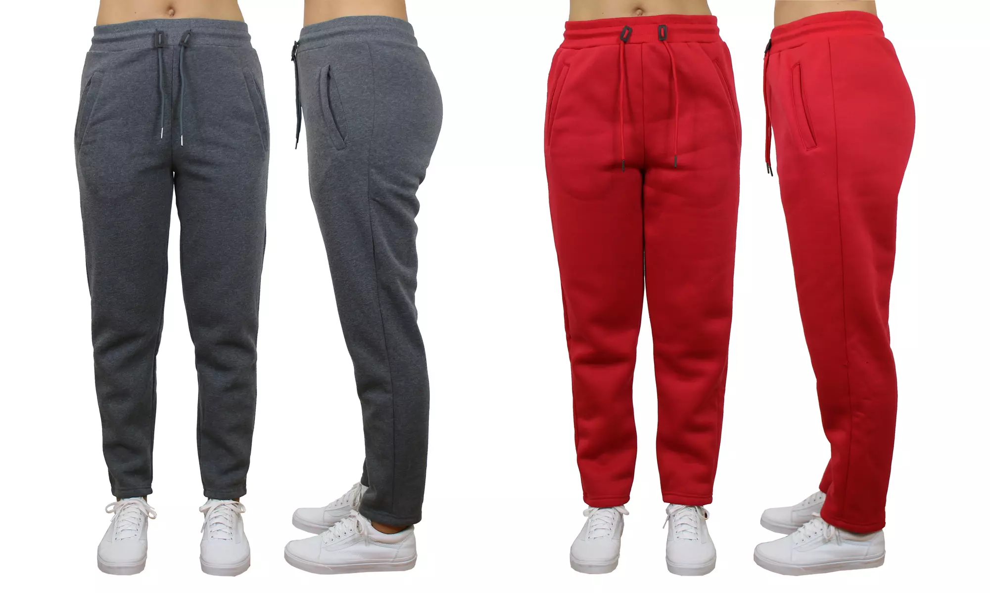 2-Pack Women's Loose Fitting Open Bottom Fleece Sweatpants (Sizes, S-2XL) 