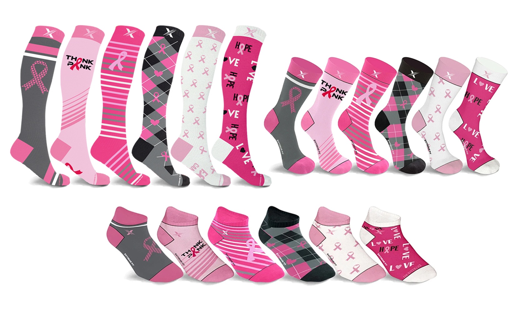 Breast Cancer Awareness Support Every Day Wear Pain Relief Compression Socks