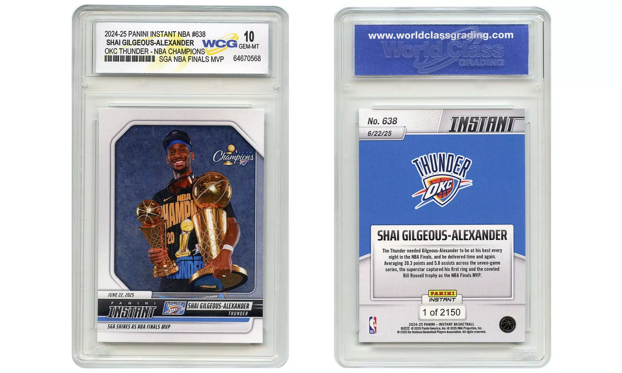 2025 Panini Card #638 Shai Gilgeous-Alexander SGA Thunder NBA Finals MVP - GM10 - Primary Image