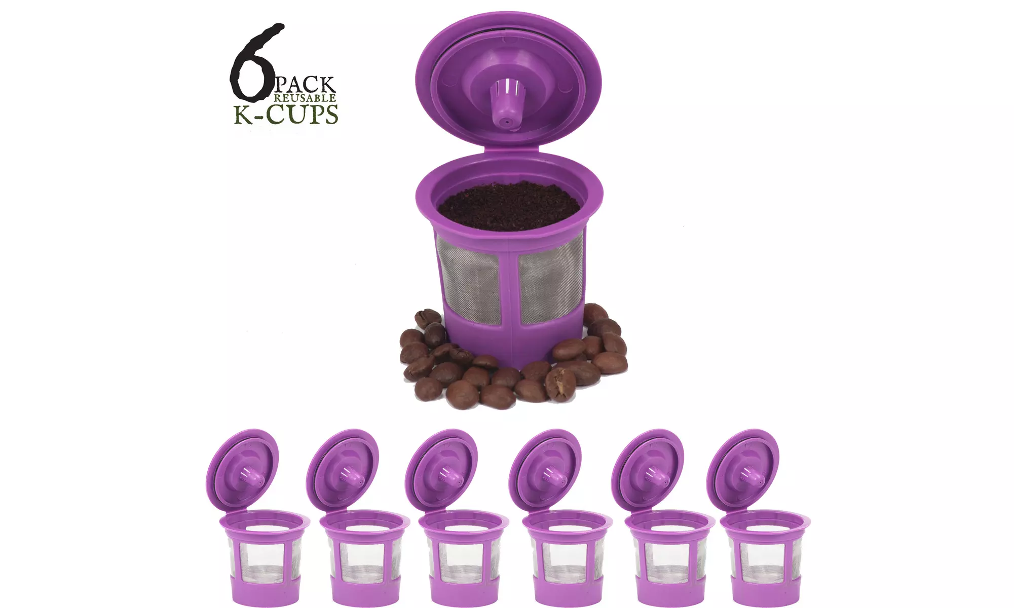 6 Pack Reusable K-Cup Coffee Filters   Compatible with Keurig 1.0 & 2.0 Brewers - Primary Image