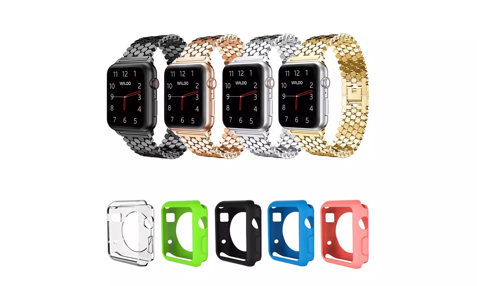 Honeycomb Patterned Band & 5 Pack Gel Case for Apple Watch Series 1,2,3,4 & 5 - Primary Image