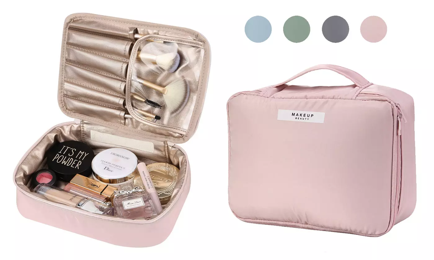 2 Pieces Travel Makeup Bag Toiletry Bag Large Cosmetic Bag with Inner Pouch