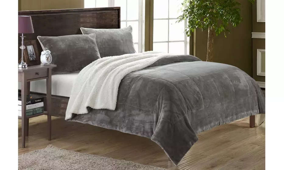 Naomi Plush Microsuede Sherpa Comforter Set (2- or 3-Piece) - Primary Image