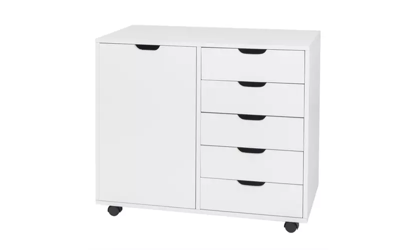Wood Office File Cabinet 5 Drawer File Cabinet with Door and Storage Shelves - Primary Image