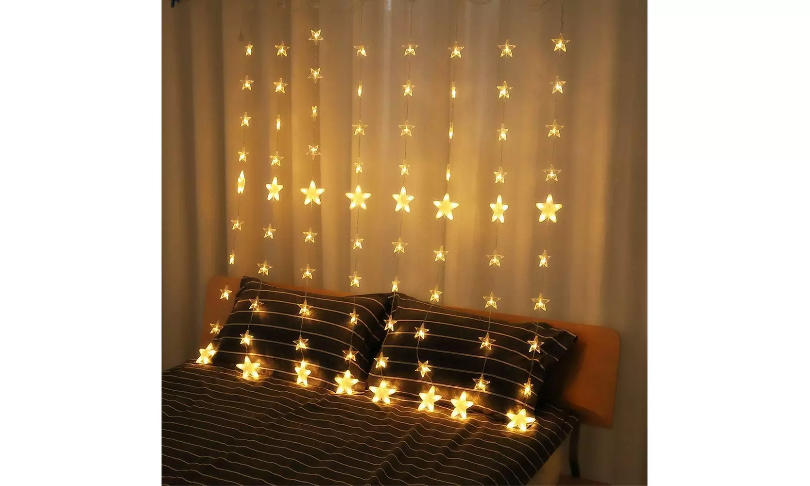 TOFU 80 Stars 144 LED Curtain String Lights, Window Curtain Lights - Primary Image