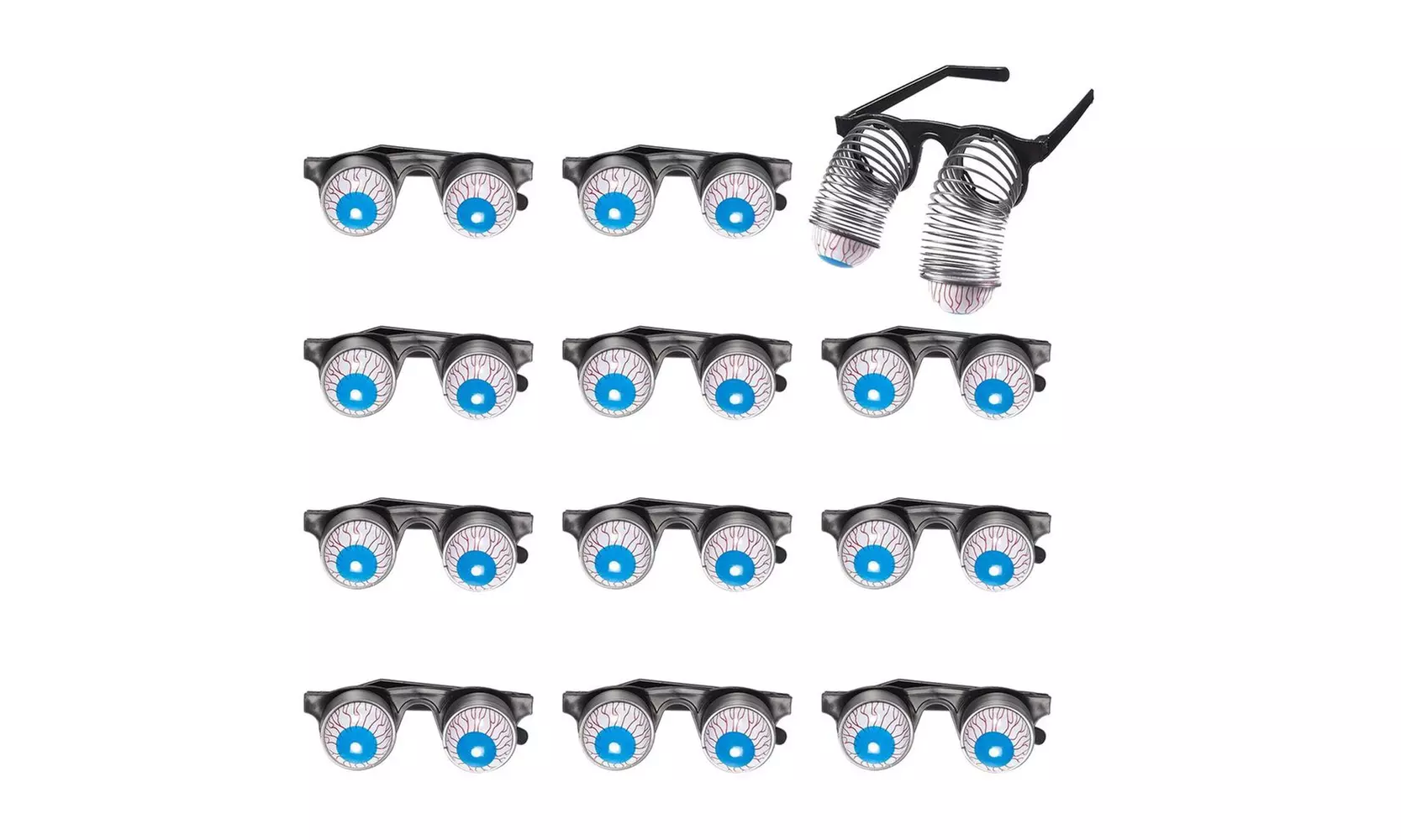 12-Count Slinky Glasses, Scary Disguise Eyeball Party Supplies, 4.7 x 1.7 x 4.9" - Primary Image
