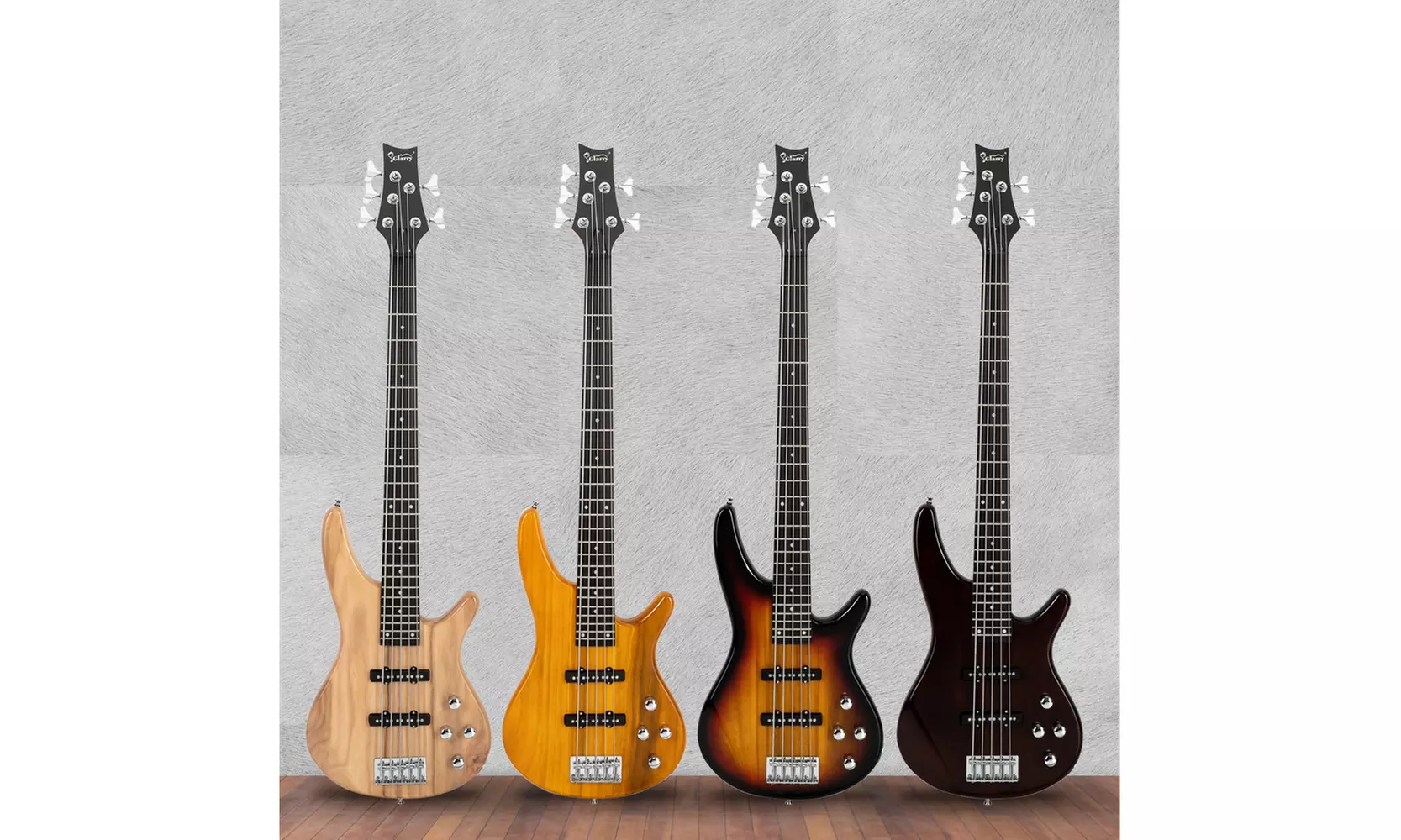 Glarry GIB Electric 5 String Bass Guitar Full Size Bag Strap Pick Connector  - Primary Image