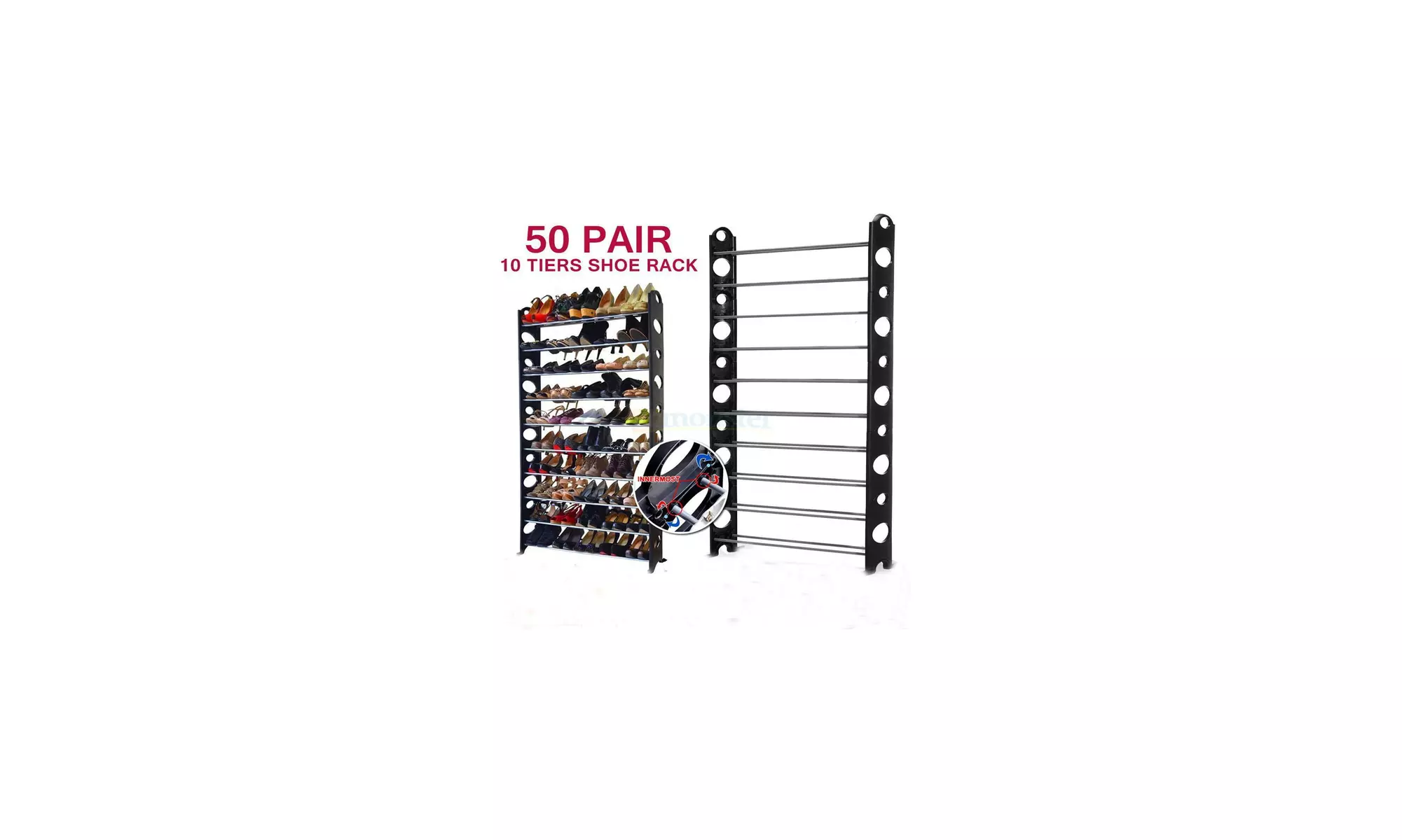 10-Tier 50 Pairs Shoe Rack Shoe Shelf Shoe Tower Cabinet Storage Organizer - Second Medium