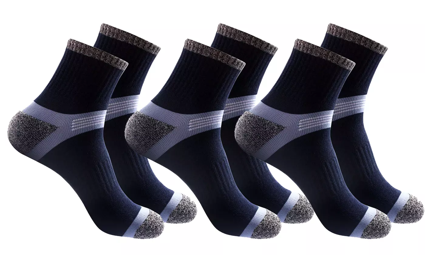 Men's Cotton Athletic Quarter Crew Socks (3 or 6 Pairs)