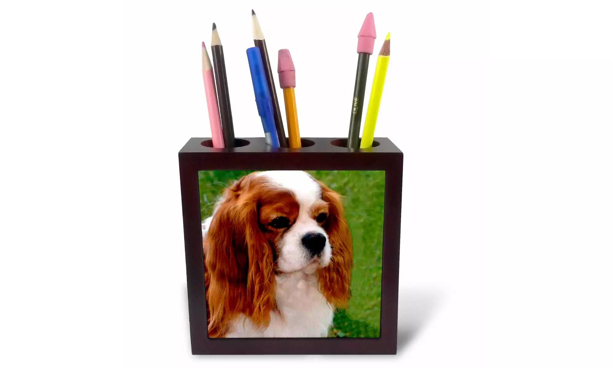  Tile Pen Holder - Cavalier King Charles Spaniels - 5-inches  - Primary Image