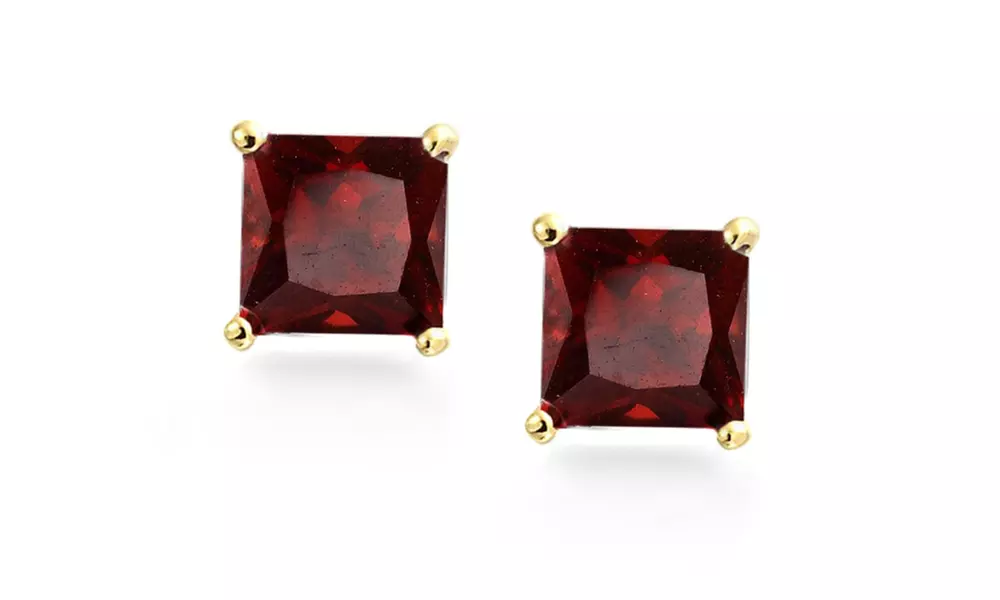 2.00 CTW Princess-cut Birthstone Studs in 14K Solid Gold by Jacmor