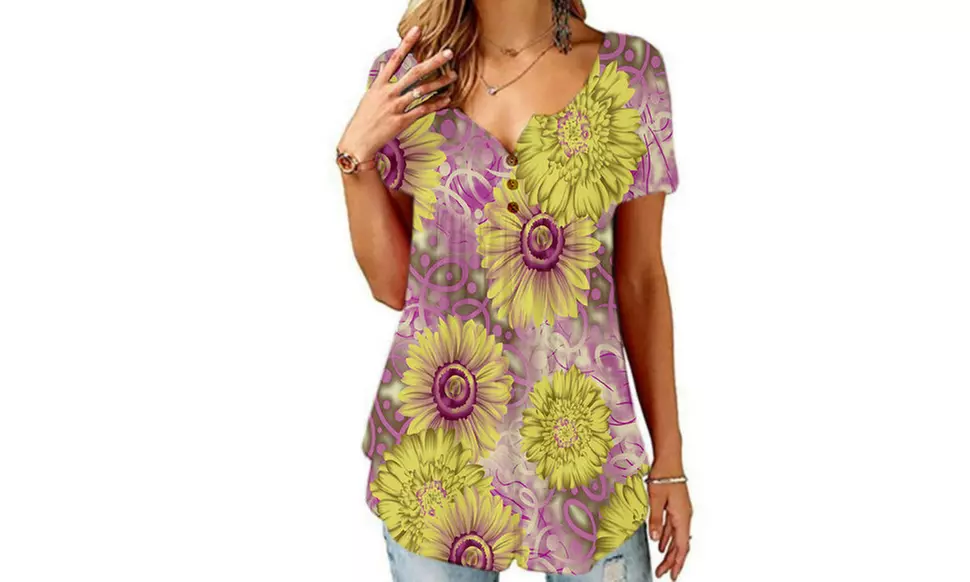 Women's Button Up Pleated Front Summer Short Sleeves Casual Tops Tunic Shirts 