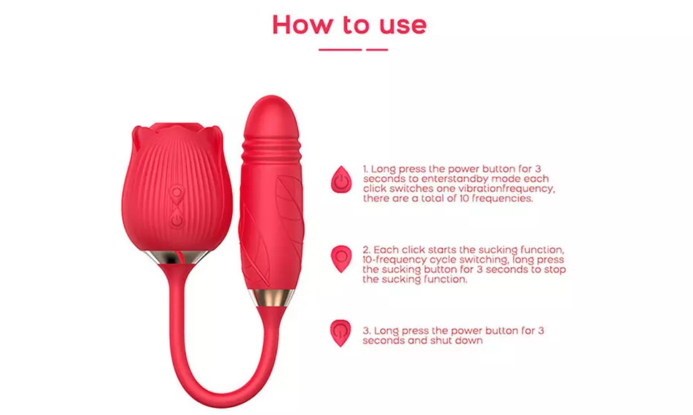 2 in 1 Dual Rose Vibrator Sucking Clitoral G-spot Sex Toy 10 Speed 
