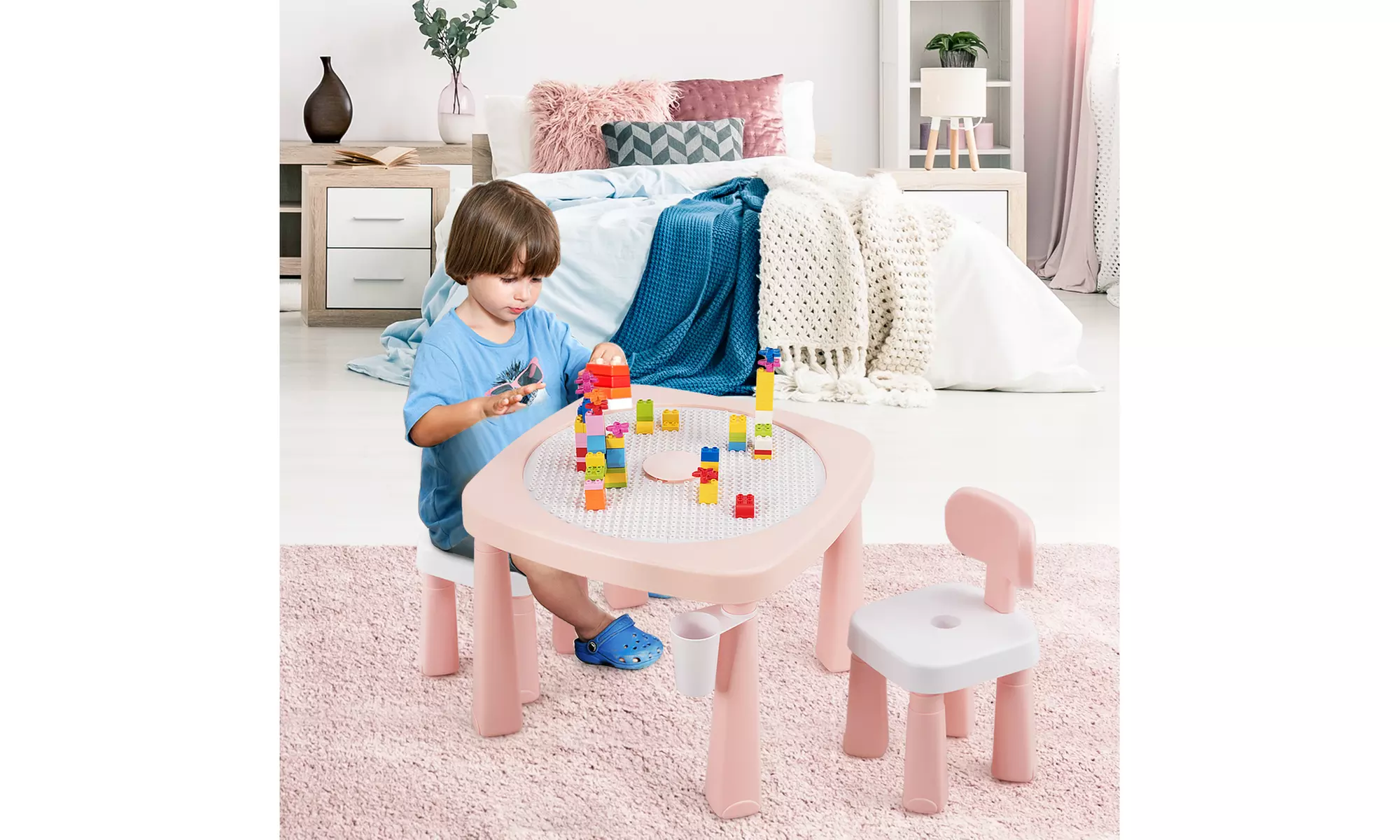 5in1 Kids Activity Table Chair Set AR Function Water Building Block Craft Table - Primary Image