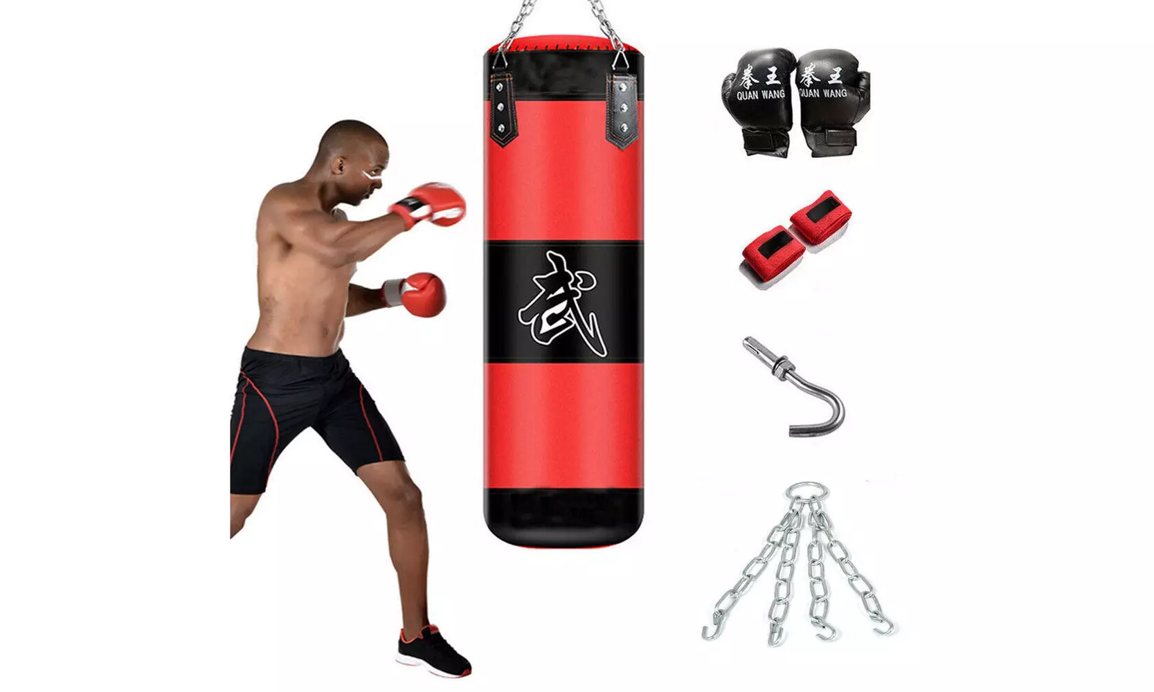 Heavy Boxing Punching Bag Training Gloves Speed Set Kicking MMA Workout Empty  - Primary Image