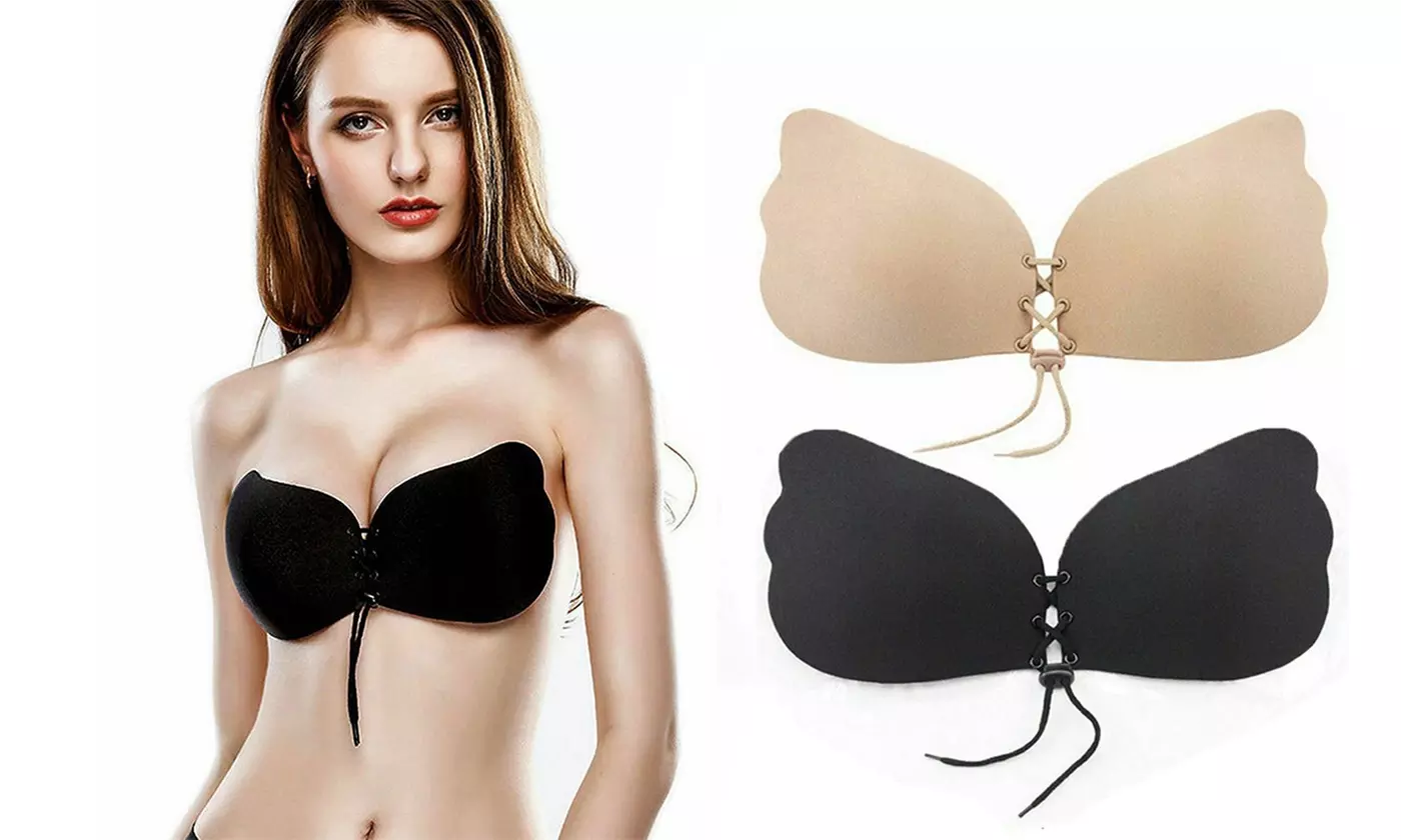 Silicone Strapless Bra Backless Push Up Adhesive With Drawstrings Invisible - Primary Image