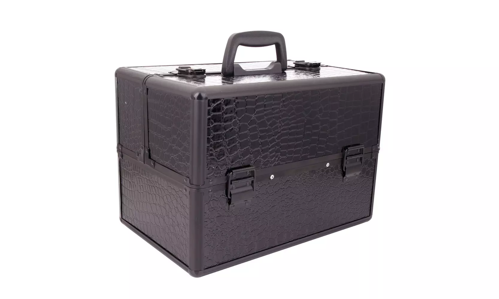 High-end Portable Foldable Inner Layers Cosmetics Storage Case Black - Primary Image