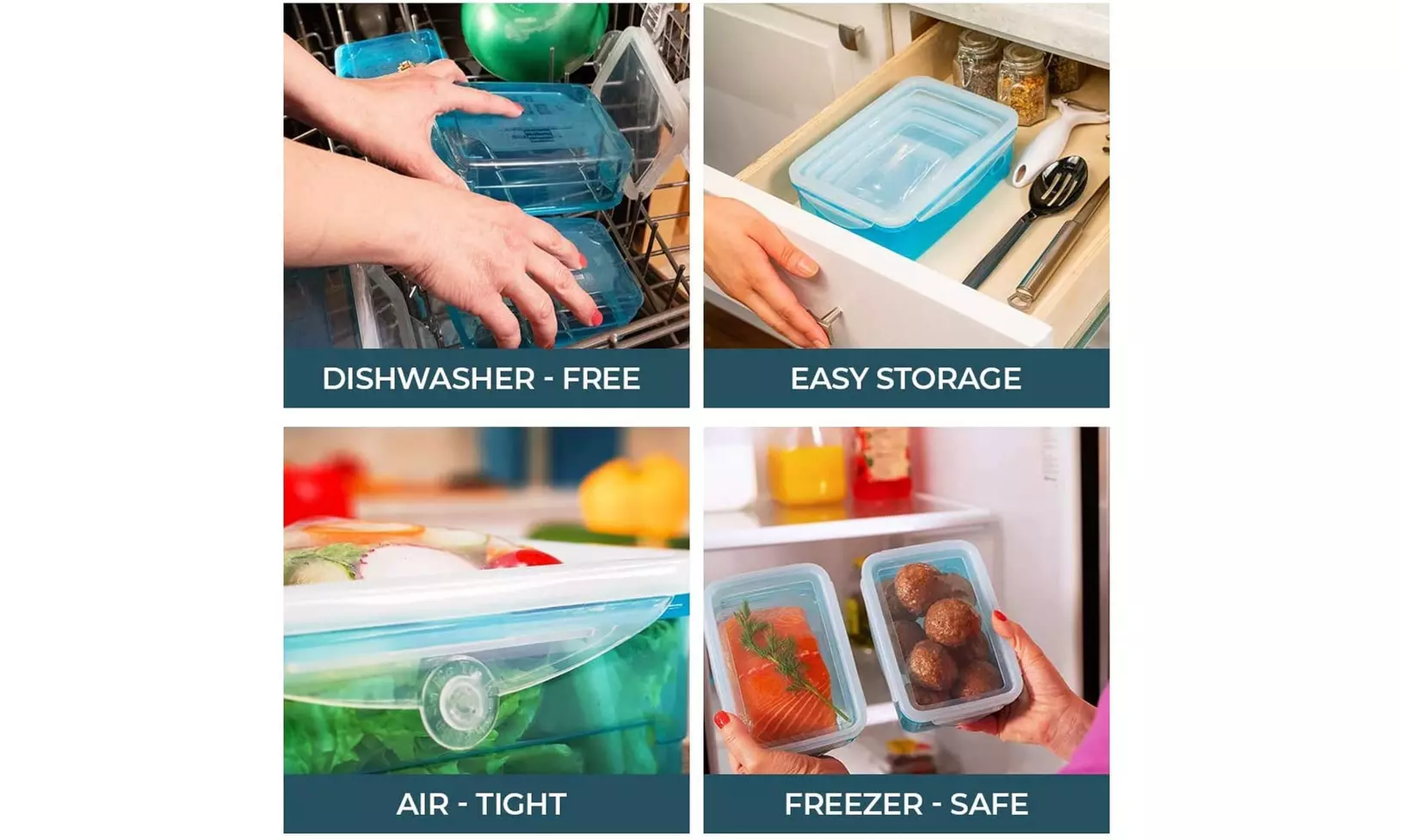 STRETCH &FRESH Silicone Food Storage System, Airtight Leak-Proof BPA-Free (12) - Second Medium