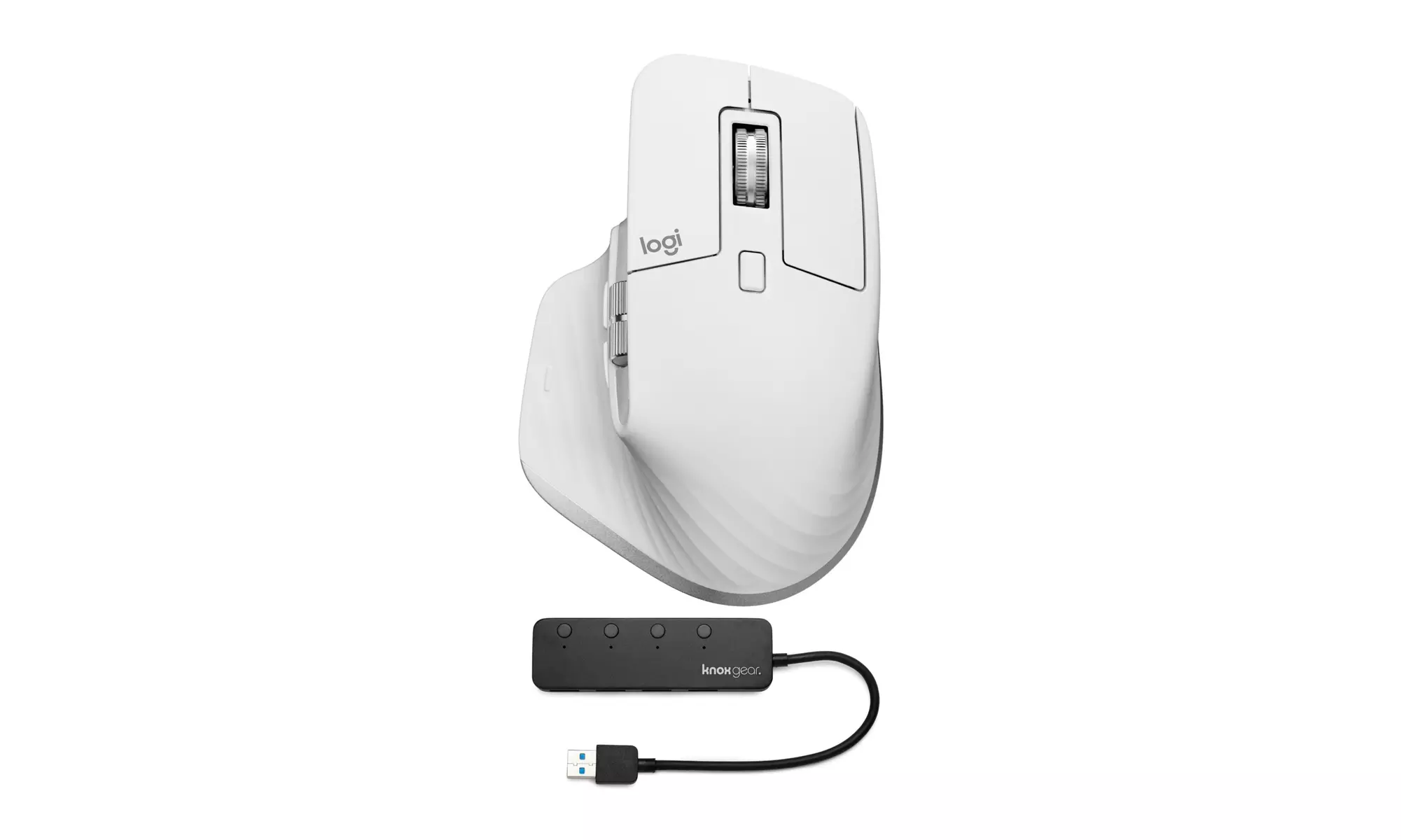 Logitech MX Master 3S Performance Wireless Mouse (Pale Gray) with USB 3.0 Hub - Primary Image