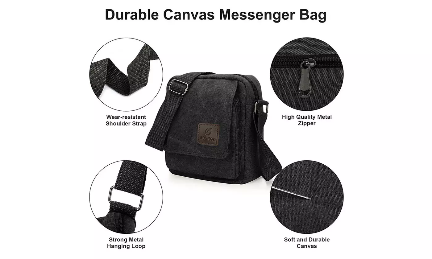 Mens Vintage Canvas Crossbody Bag School Satchel Messenger Shoulder Bag