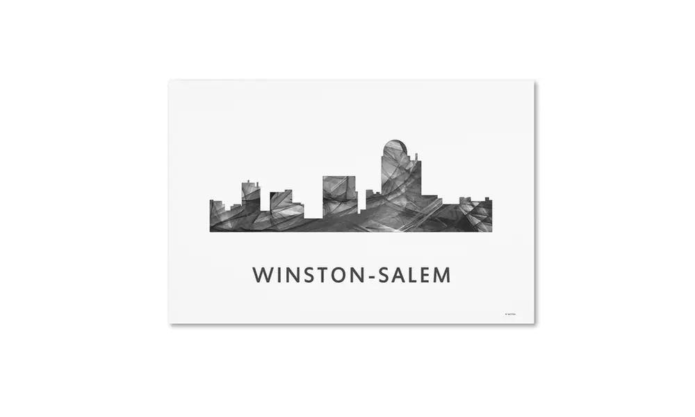 Marlene Watson 'Winston-Salem NC Skyline WB-BW' Canvas Art - Primary Image