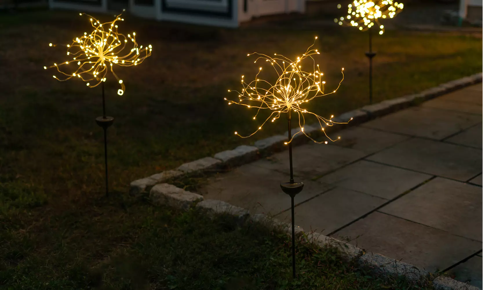 Up to Three-Pack Touch Of ECO Solar LED Sparkler-Design Outdoor Stake Light