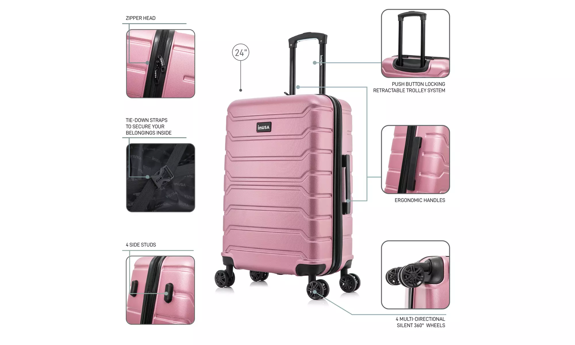InUSA Trend lightweight hardside spinner luggage 20'', 24", 28" 