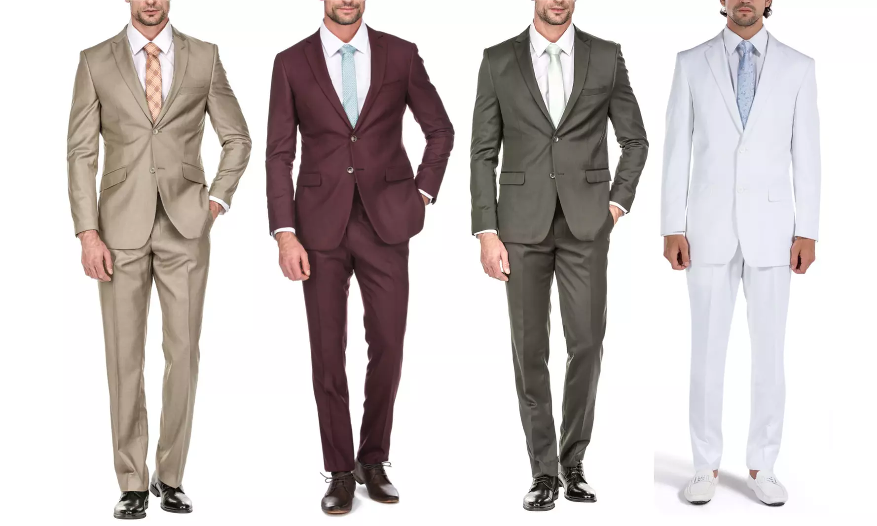 Men's Slim Fit 2piece set suit (Sand,Burgundy,Olive,White) - Primary Image