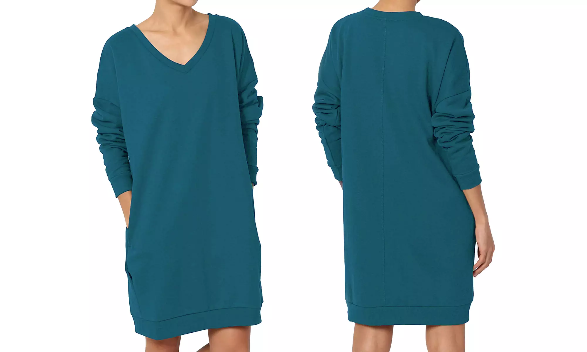 Haute Edition Women's Loose Fit Sweatshirt Dress With Pockets S-3X