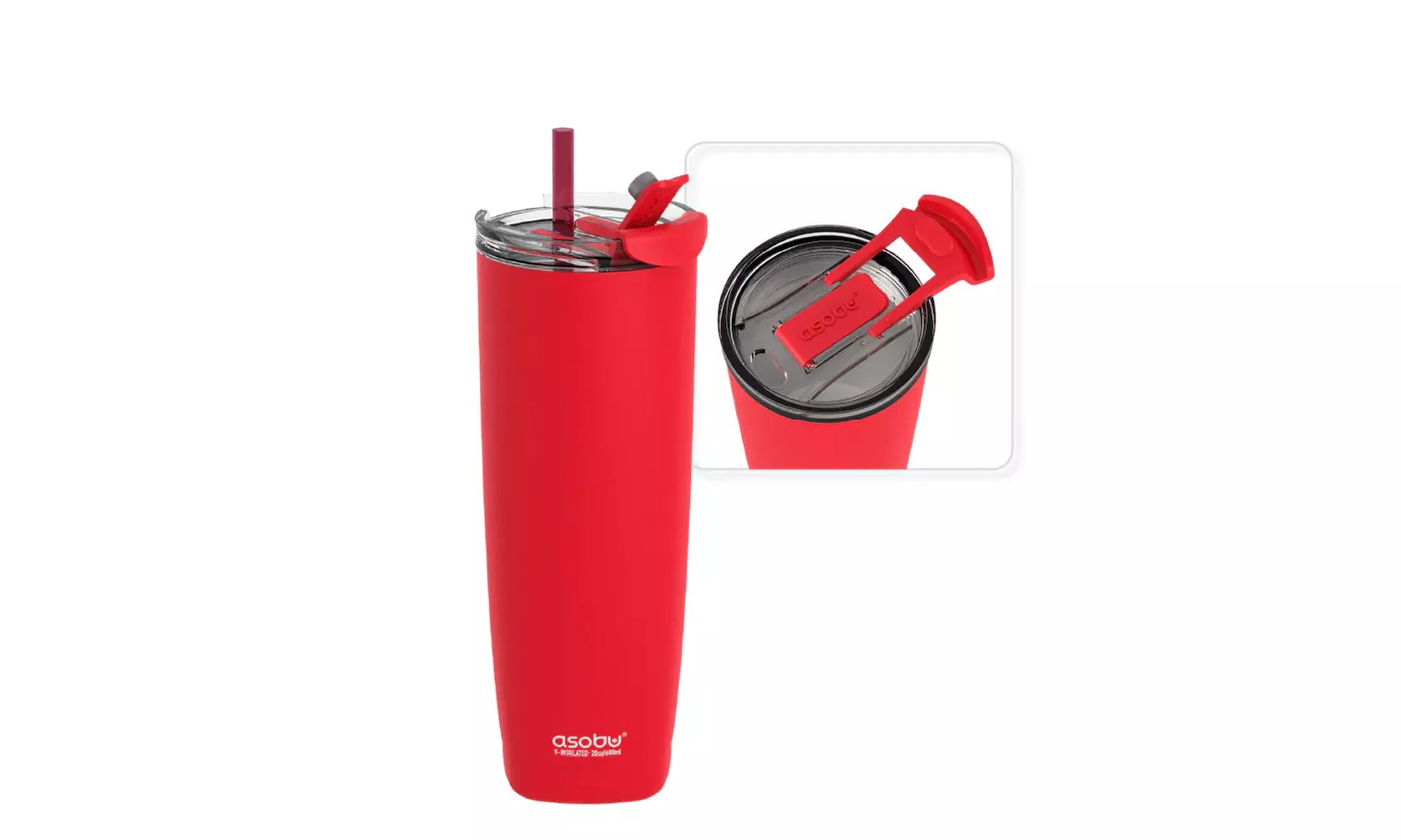 Asobu Aqualina 20oz Insulated Tumbler Water Bottle with Leakproof Lid and Straw
