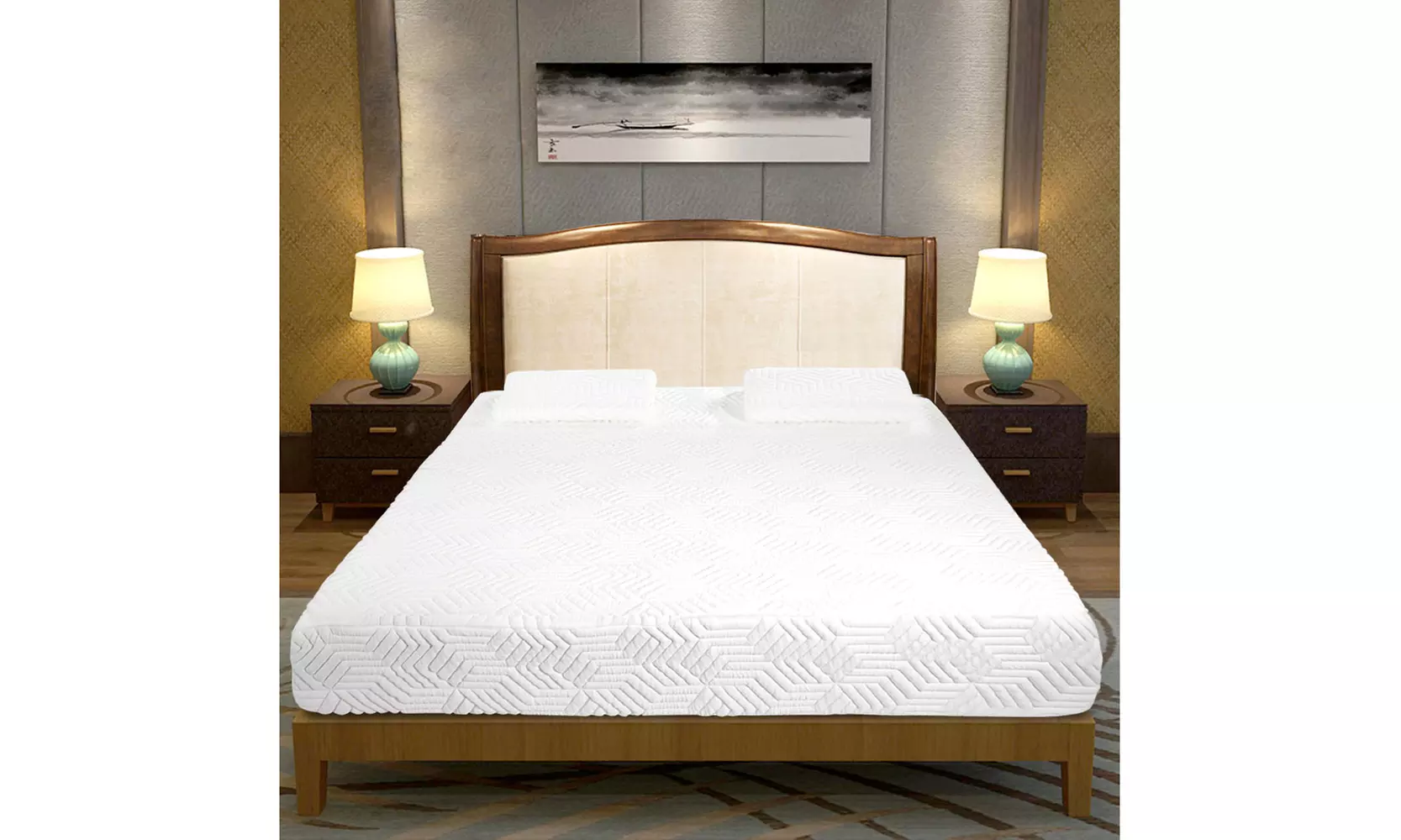 10'' 2 Layer Cool GEL Traditional Firm Memory Foam Mattress w/ 2Pillows - Second Medium