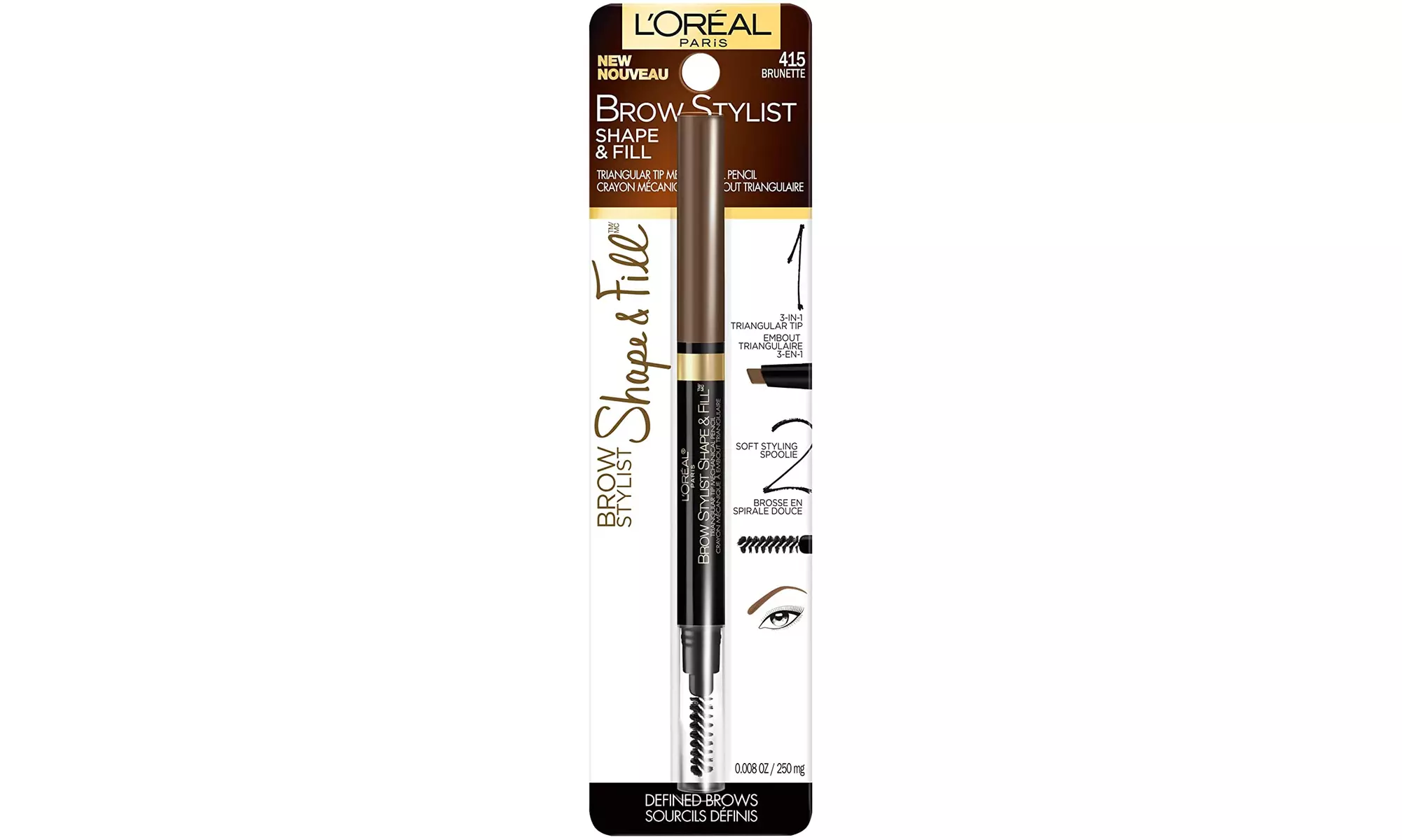 L'Oreal Brow Stylist Shape and Fill Pencil, Brunette 0.008 oz - Primary Image