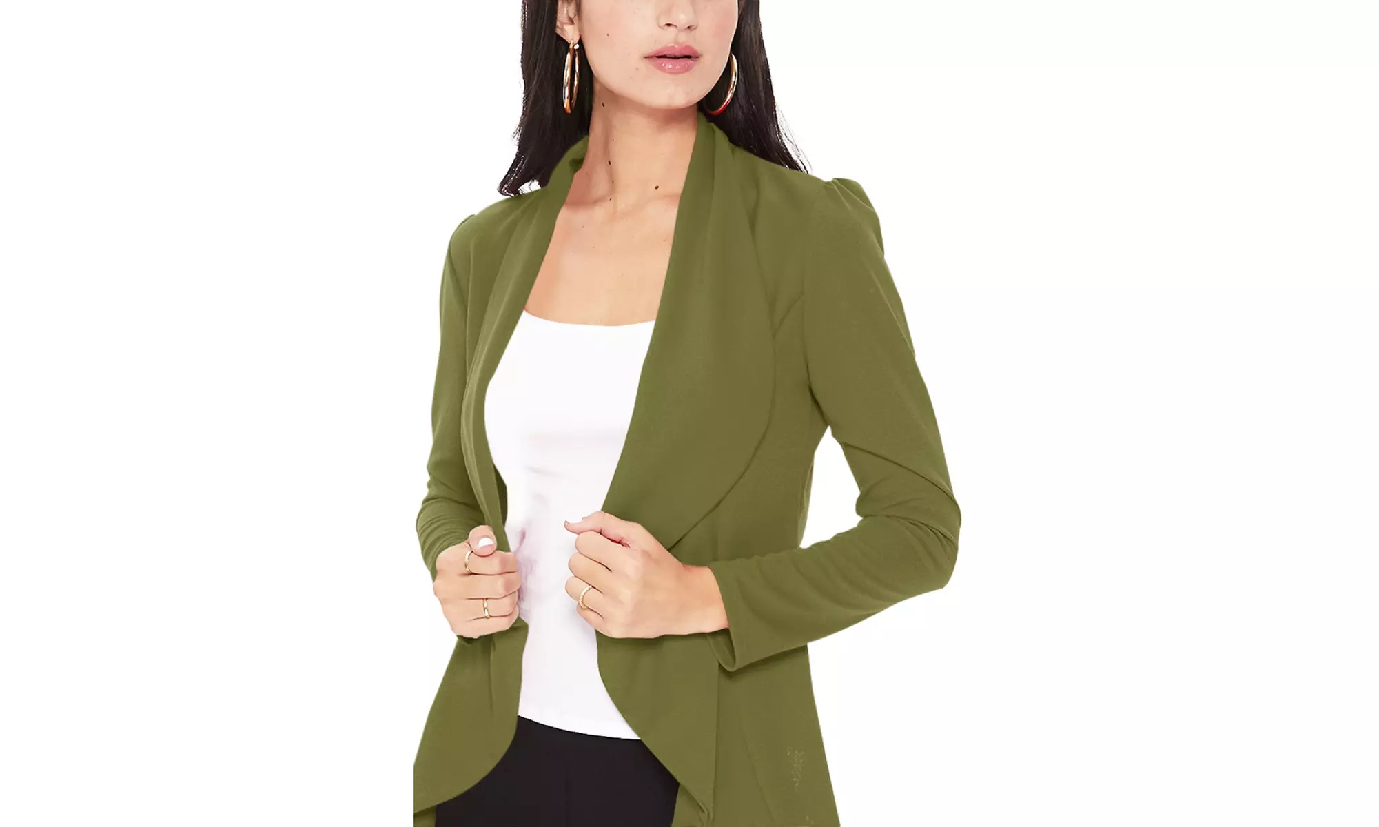 Casual Long Sleeves Open Front Office Wear Solid Blazer Jacket S-3XL