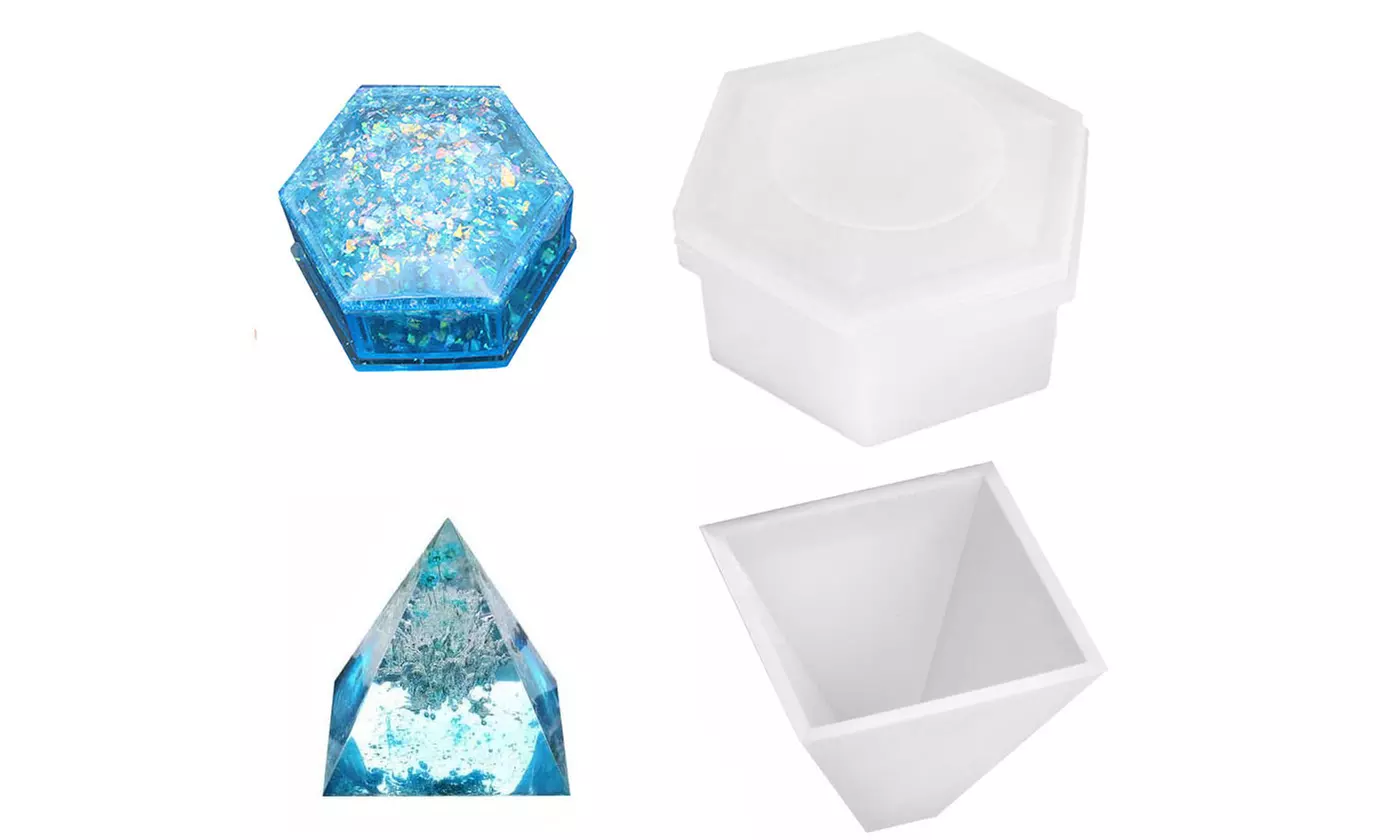Pyramid/Hexagon Shaped Resin Silicone Mold for Concrete DIY - Primary Image