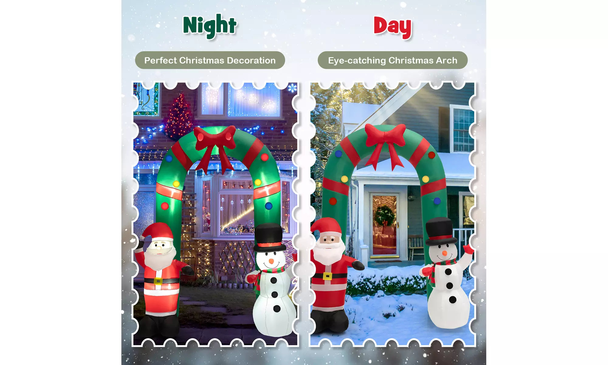 Costway Christmas Inflatable Snowman Penguin or Archway w/ Santa Claus & Snowman