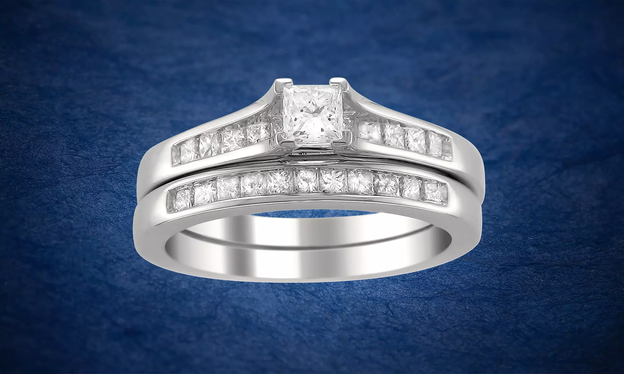 7/8 Cttw Princess Diamond Bridal Set in 14K Gold by Eternal Brilliance - Primary Image