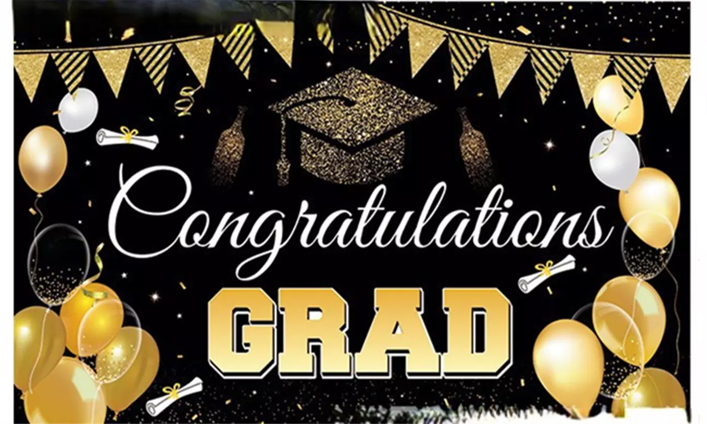 Graduation Decorations 2022 Large Size Congrats Grad Banner Backdrop - Primary Image