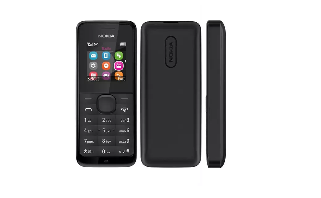 Nokia 105 RM-1135 Dual-Band Factory Unlocked Mobile Phone Black, New - Primary Image