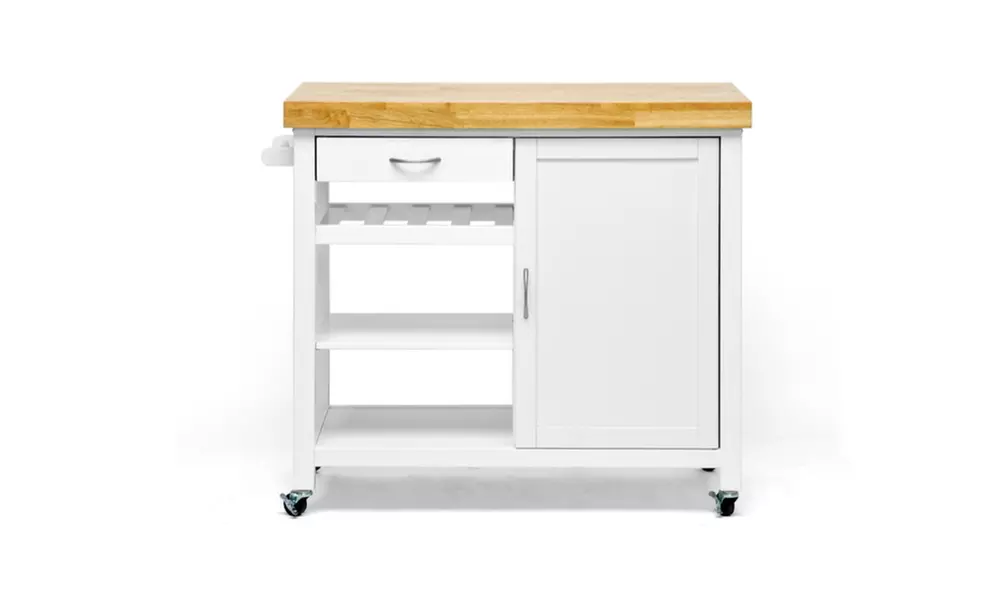 Denver White Modern Kitchen Cart - Primary Image
